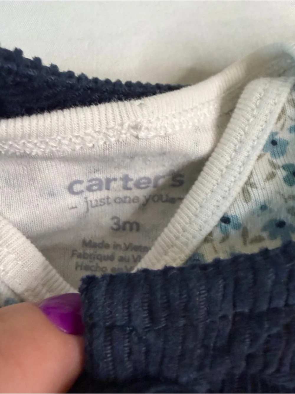 Carter's Navy Corduroy Dress with‎ Blue Floral Onesie